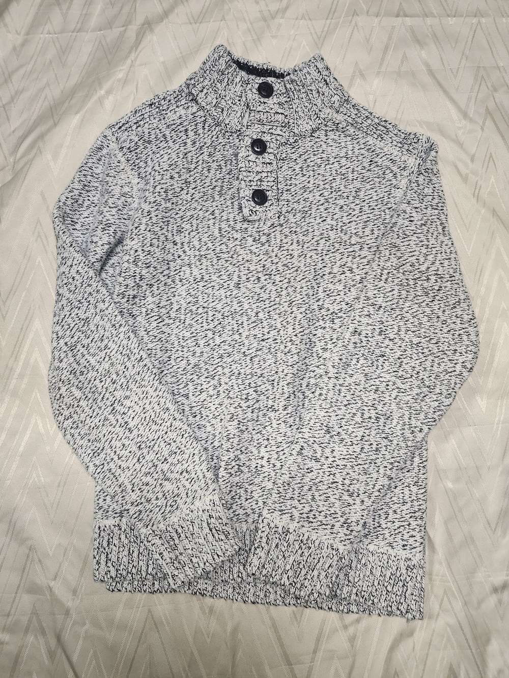 Roots Women's Knit Button-Neck Sweater - Gray/White